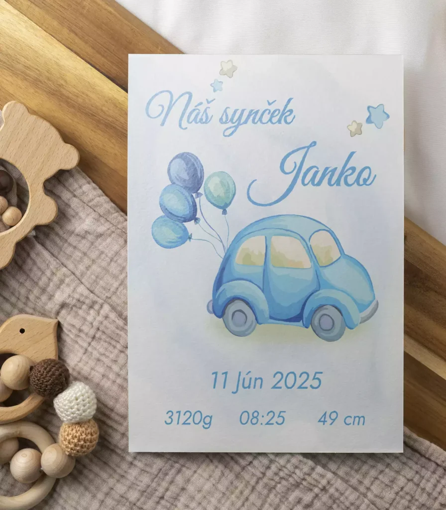 TABUZLKA PRE NOVORODENCA auticko s menom 02